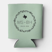 リース素朴テキサス州結婚モノグラム | Sage 缶クーラー (正面)
