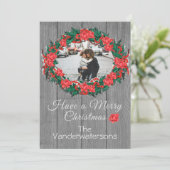 リース素朴ファミリーフォトグレーウッドバラ シーズンカード (スタンド正面)