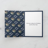 リース素朴ファミリーフォトネイビーブルークリスマス シーズンカード (内部)