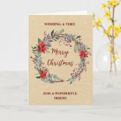 リース素朴フレンドメリークリスマス カード (黄色い花)