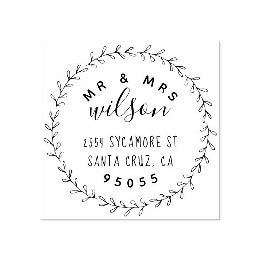 リース素朴ミスター&ミセス・ボタニカル差出人住所 ラバースタンプ (インプリント)