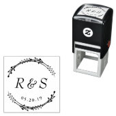 リース素朴モノグラム結婚式の日付を保存 セルフインキングスタンプ (インサイチュ)