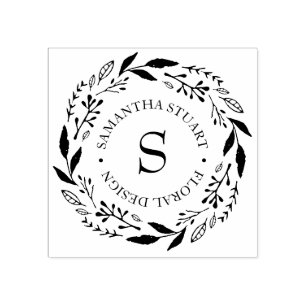 リース素朴モノグラム ラバースタンプ