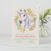 リース素朴ユニコーン誕生日パーティーへの招待 招待状 (スタンド正面)