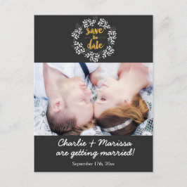 リース素朴リーフ日付フォトポストカードの保存 案内ポストカード