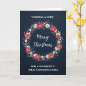 リース素朴孫娘素晴らしメリークリスマス カード (黄色い花)