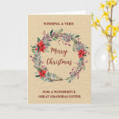 リース素朴孫娘素晴らしメリークリスマス カード (黄色い花)
