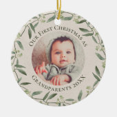 リース素朴第1回クリスマスおばあちゃん2写真 セラミックオーナメント (正面)