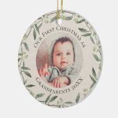 リース素朴第1回クリスマスおばあちゃん2写真 セラミックオーナメント (左)