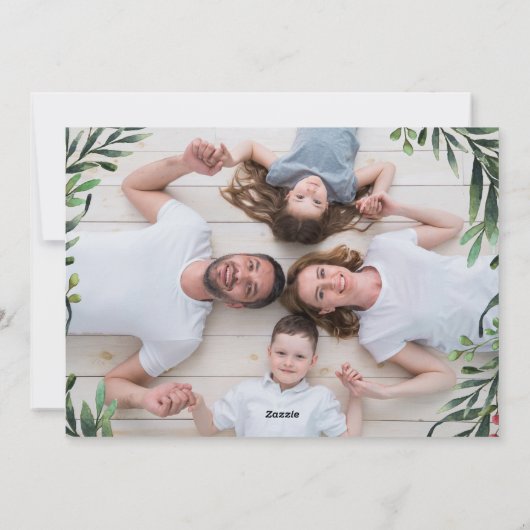 リース素朴金ゴールドメリークリスマス2写真 シーズンカード (裏面)