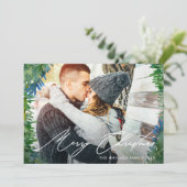 リース素朴2枚フォトメリークリスマススクリプト シーズンカード (スタンド正面)