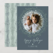 リース素朴&スクリエレガントプトホリデー写真 シーズンカード (正面/裏面)