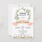 リース赤面バラ誕生日 招待状 (正面)