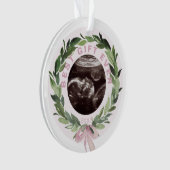 リース超音波写真最高のギフトピンクのクリスマス オーナメント (正面)