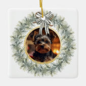 リース金ゴールドフレカスタムームPET写真 セラミックオーナメント (正面)