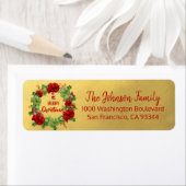 リース金ゴールドホリデークリスマス差出人住所 ラベル (インサイチュ)