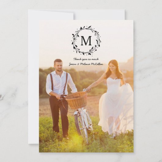 リース・オーバー素朴レイ・モ結婚ノグラムズ・ザンキュー サンキューカード (正面)