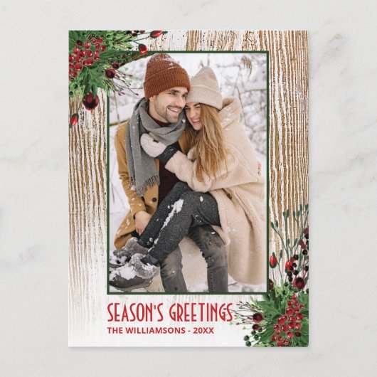 リース&カスタムファームハウスウッドプランクスパターン ポストカード (正面)