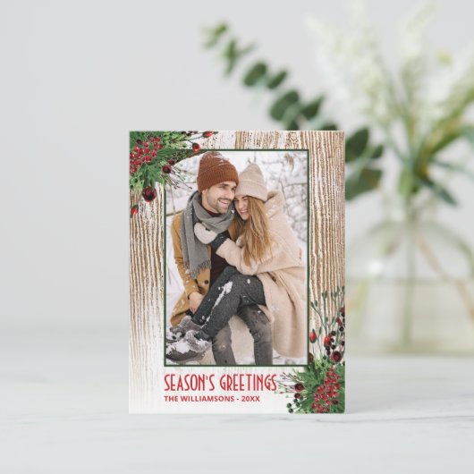 リース&カスタムファームハウスウッドプランクスパターン ポストカード (スタンド正面)