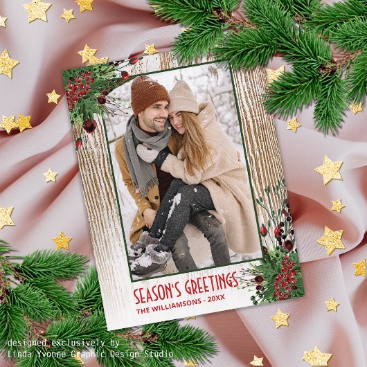 リース&カスタムファームハウスウッドプランクスパターン ポストカード