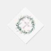 リース&ピンククロスコミュニオンバプテスマ《キリスト教》洗礼式や命名式 スタンダードカクテルナプキン (角)