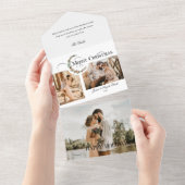 リース&メリークリスマスタイポグラフィ数々の – 写真 オールインワン招待状 (貼ってはがせる)