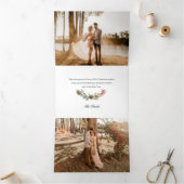 リース&メリークリスマスタイポグラフィ数々の – 写真 三つ折りクリスマスカード (内部)