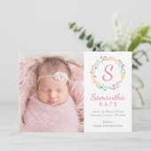 リース·モノグラム水平出産発表 案内状 (スタンド正面)