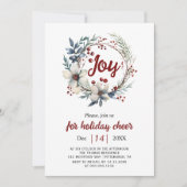 リース，赤い花，果実ジョイクリスマスパーティーI 招待状 (正面)