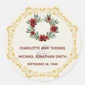 リース(金ゴールドフレームのステッ結婚カー付き) ラウンドシール (正面)