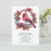 リース(鳥)ショウジョウコウカンチョウとグリーンフォントパーティー 招待状 (スタンド正面)