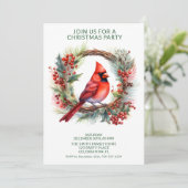 リース（鳥）ショウジョウコウカンチョウとグリーンフォントパーティー 招待状 (スタンド正面)