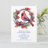 リース（鳥）ショウジョウコウカンチョウとブルーフォントパーティー 招待状 (スタンド正面)