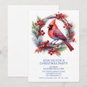 リース（鳥）ショウジョウコウカンチョウとブルーフォントパーティー 招待状 (正面/裏面)