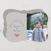 リースChevronクリスマスフォトカード シーズンカード (正面/裏面)