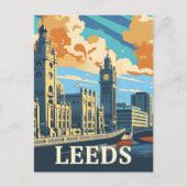 リーズヴィンテージレトロトラベルイラストレーション ポストカード (正面)
