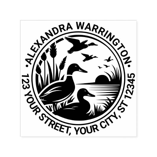 リーズ素朴ネーム差出人住所のアヒル セルフインキングスタンプ (デザイン)