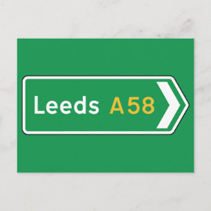 リーズ，イギリス道路標識 ポストカード