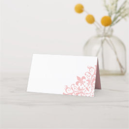 リーセエレガントフランスのンシーピンク（紋章の）フラ・ダ・リ結婚ズ プレイスカード