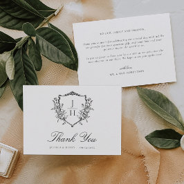 リーセエレガントンシーフローラクレストモノグラム結婚ズ サンキューカード