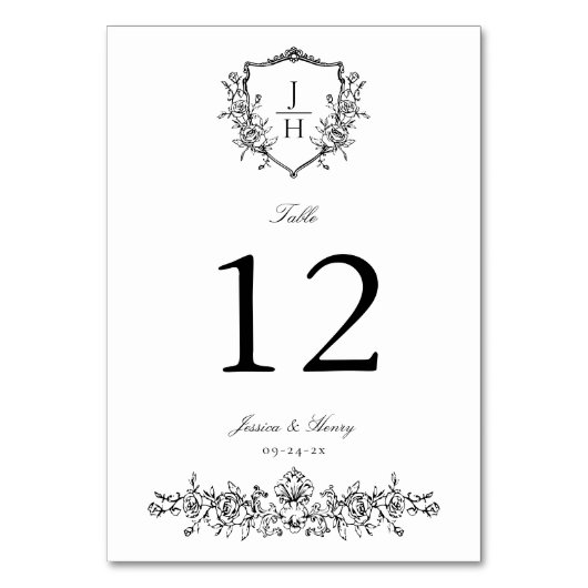 リーセエレガントンシーフローラクレストモノグラム結婚ズ テーブルナンバー (正面)