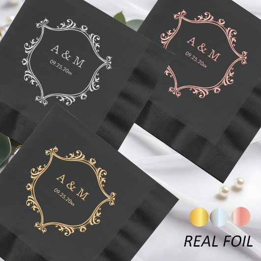 リーセエレガントンシーモノグラム結婚ズ 箔ナプキン