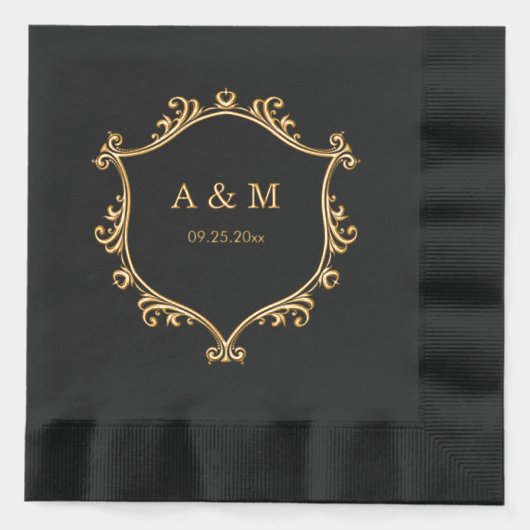 リーセエレガントンシーモノグラム結婚ズ 箔ナプキン (正面)