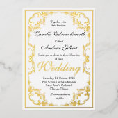 リーセエレガントン華美金ゴールド縁どズ 箔招待状 (正面)