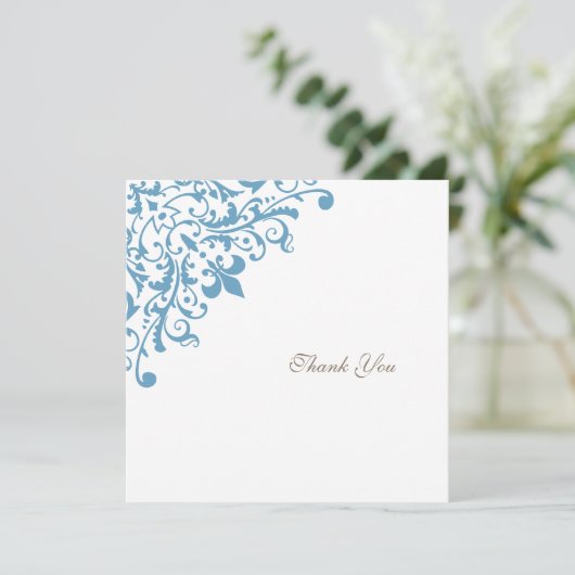 リーセフランスのンシーブルー（紋章の）フラ・ダ・リスクエア結婚ズ サンキューカード (スタンド正面)