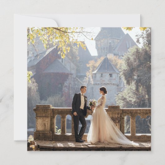 リーセフランスのンシーブルー(紋章の)フラ・ダ・リ結婚の写真 サンキューカード (正面)