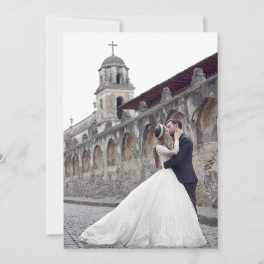 リーセフランスのンシーブルー(紋章の)フラ・ダ・リ結婚の写真 サンキューカード (正面)