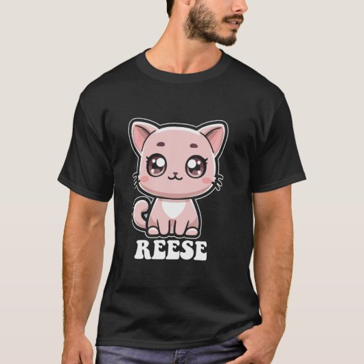 リーゼかわいい猫デザインガールズネームReese Tシャツ (正面)