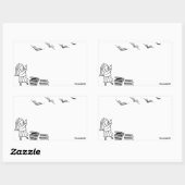 リーダガールステッカー蔵書票 長方形シール (シート)