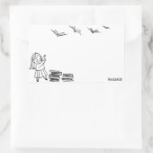 リーダガールステッカー蔵書票 長方形シール (バッグ)